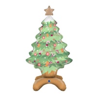 Versierde kerstboom ballon 79 x 77 x 24 cm - Grabo