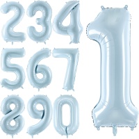 Babyblauw nummer ballon van 72 cm - Partydeco - 1 stuk