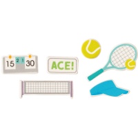 2D-suikerdecoraties voor tennis-cupcakes - 12 stuks