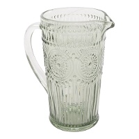 Karaf van 1 L van gegraveerd aquagroen glas