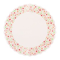 Ronde kanten doily van 30 cm met sterren - 10 stuks