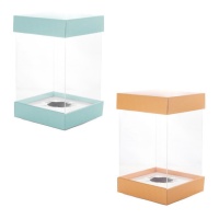 Doorzichtige Paasdoos van 16 cm - Pastkolor - 1 stuk