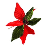 Decoratieve Tak Ponsentia Rood en Groen 28 cm