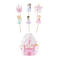 Set wrappers en picks van prinsessen - 6 stuks