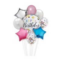 Happy Birthday boeket met sterren - 9 stuks