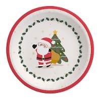Rood-witte Kerstman borden van 23 cm - 6 stuks