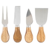 Kaasmessen met acaciahouten handvat - 4 stuks