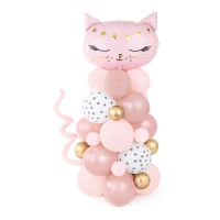 Boeket van roze katballonnen - PartyDeco - 63 stuks