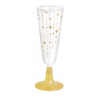 Set van 4 cava-glazen met gouden sterren, 150 ml per stuk