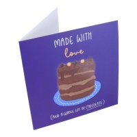 Wenskaart met chocoladetaart
