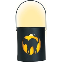 Zwarte lantaarn met LED-kat