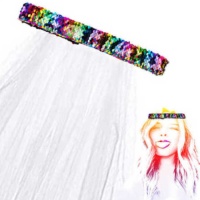 Bruidssluier met multicolor pailletten