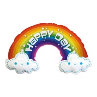 Regenboogballon Happy day van 99 x 35 cm