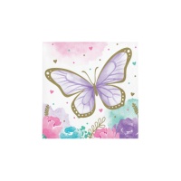 Vlinderservetten van Butterfly Shimme 12,5 x 12,5 - 16 stuks