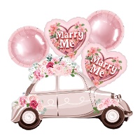 Bruidsauto ballonnenboeket 'Marry Me' - 5 stuks