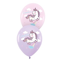 Latex ballonnen van 30 cm met 'Gelukkige Verjaardag Eenhoorn' - 6 stuks