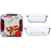 Vierkante ovenschaaltjes 1,04 L en 1,95 L - Borcam - 2 stuks