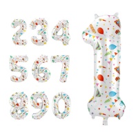 Nummer ballon Happy Party 86 cm - Folat - 1 stuk