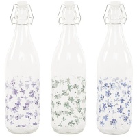 Fles van 1 L met kleine bloemen - 1 eenheid