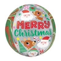 Orbz marmeren Merry Christmas grappige ballon van 38 x 40 cm - Anagram