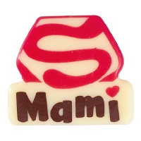 Wit chocoladeplaatje 'Super Mami' 3,7 x 3,2 cm - 84 stuks