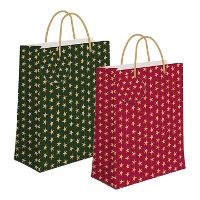 Kerstcadeautas van 14 x 11,5 x 6,7 cm met sterren - 1 stuk