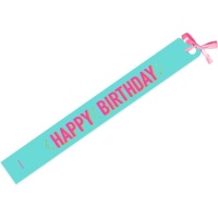 Happy Birthday Band in mint fluorescerend groen, 150 x 10 cm