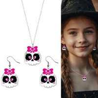 Set van schedel oorbellen en ketting