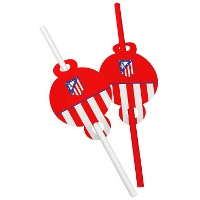 Rode rietjes met Atlético de Madrid-logo - 6 stuks
