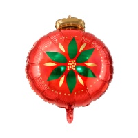Kerstbal ballon van 45 x 45 cm - Partydeco