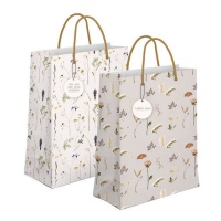 Cadeautas van 14 x 11,5 cm met bloemmotief - 1 stuk