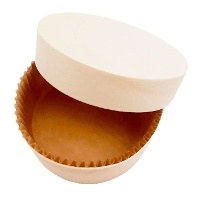 Ronde houten bakvorm 8,6 x 4 cm met deksel en papieren inzet