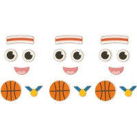 2D-suikerdecoraties voor basketbalcupcakes - 24 stuks