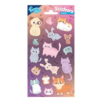Gekleurde kattenstickers - 1 vel