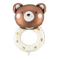 Teddybeer rammelaar ballon 61 x 88 cm - PartyDeco