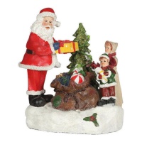 Kerstman met kerstboom met muziek en licht van 17 x 13 cm