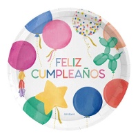 Platos de Feliz Cumpleaños Decorado de Colores de 23 cm - 6 unidades