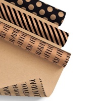Kraft en zwart cadeaupapier van 2,00 x 0,70 m - 1 stuk