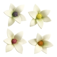 Witte bloemsuikerfiguren van 6 x 2,5 cm - Dekora - 48 stuks