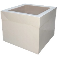 Doos van 30 x 30 x 25 cm voor taart wit met bovenvenster