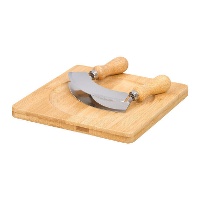 Bamboe snijplank 20 x 20 cm met dubbel mes voor groenten