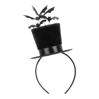 Mini hoge hoed diadeem met vleermuizen