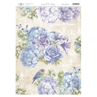 Rijstpapier met Blauwe Hortensia's van 29,7 x 42 cm - Artis decor - 1 eenheid