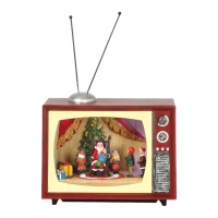Televisie met Kerstman met licht, muziek en beweging 24 x 14 x 20,5 cm