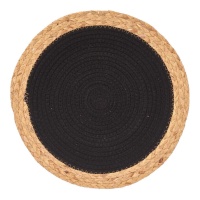 Placemat van 35 cm van esparto met zwart midden
