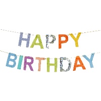 Slinger met 'Happy Birthday' in kleurrijke franjes van 2,20 m