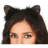 Haarband met kattenoortjes en veren