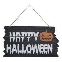 Bord van Happy Halloween met pompoen van 34 x 19 cm