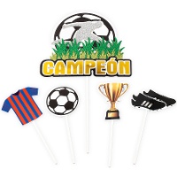 Taarttopper met Voetbalbal en Shirt - 5 stuks