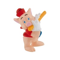 Taarttopper van Varkentje met fluit 7 cm